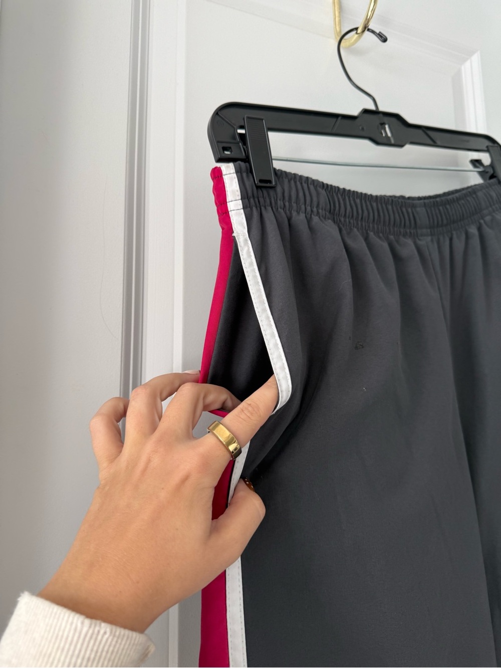 Vintage Y2K Nike Grey Track Pants with Pink & White Side Stripes - Picture 8 of 11